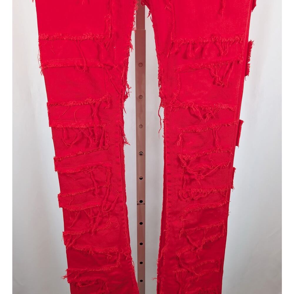 Rockstar Original Jeans Red RSW 205 Stacked Flare Denim Zariyah Women's L - Picture 3 of 8